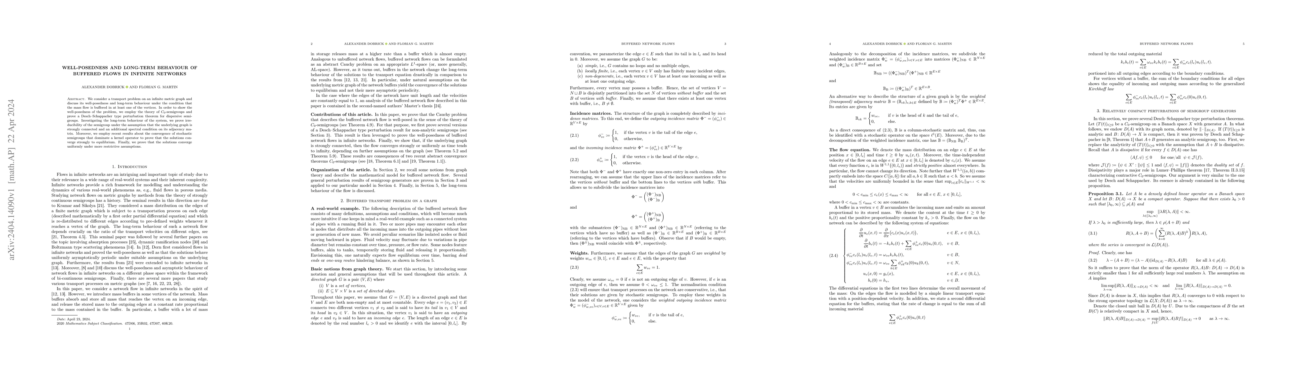 Thumbnail for Well-posedness and long-term behaviour of buffered flows in infinite
  networks