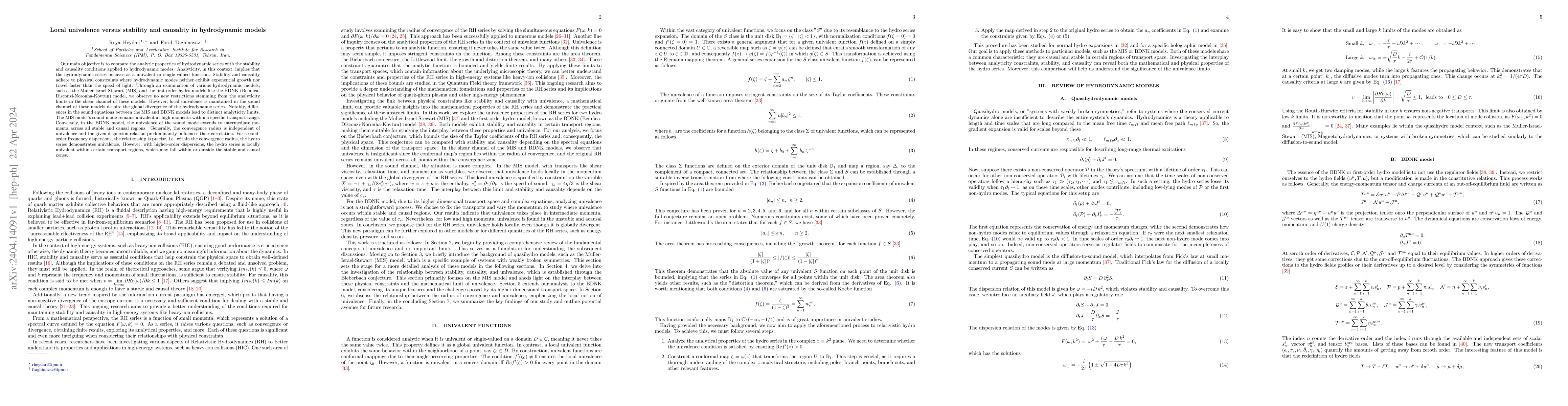 Thumbnail for Local univalence versus stability and causality in hydrodynamic models