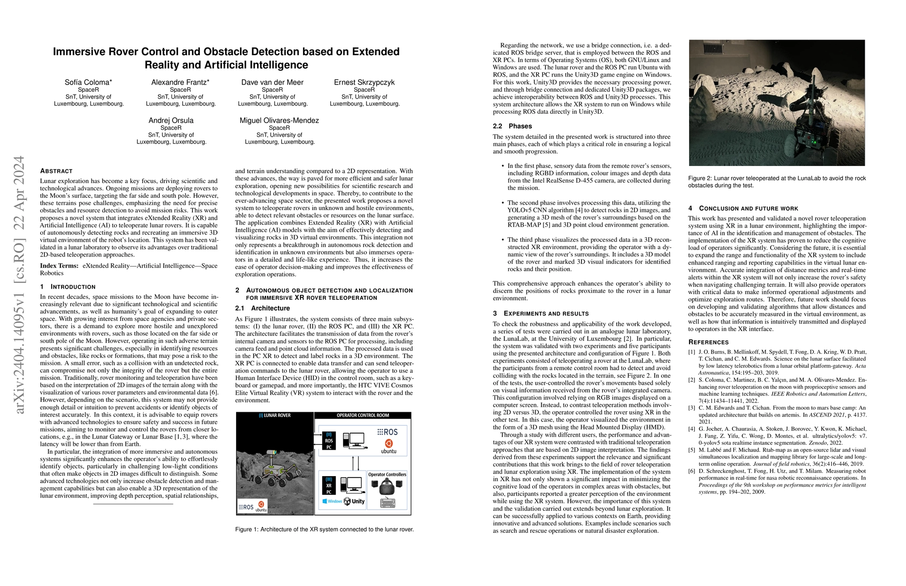 Thumbnail for Immersive Rover Control and Obstacle Detection based on Extended Reality
  and Artificial Intelligence