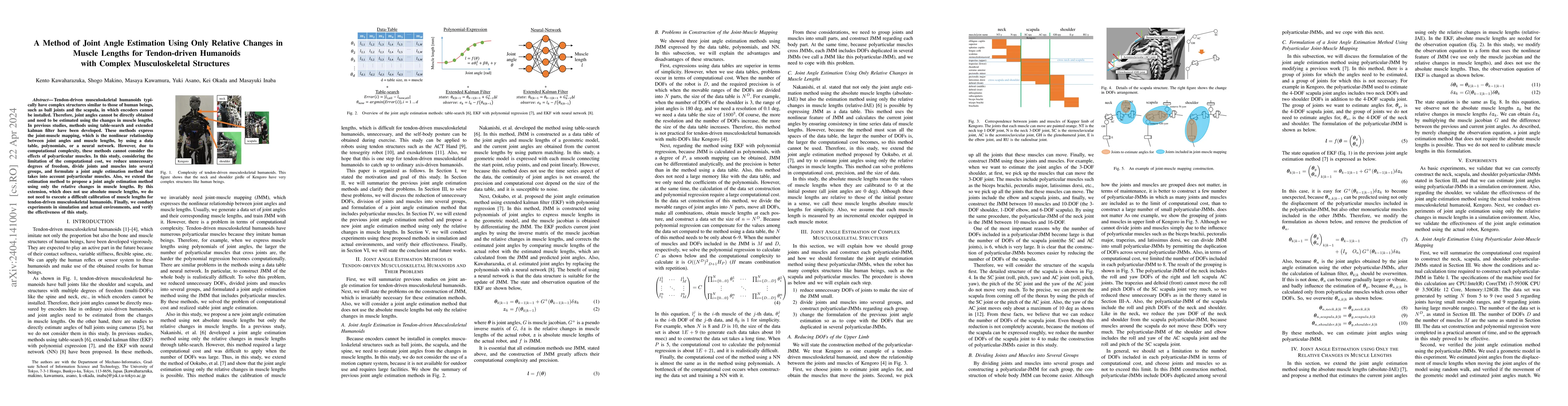 Thumbnail for A Method of Joint Angle Estimation Using Only Relative Changes in Muscle
  Lengths for Tendon-driven Humanoids with Complex Musculoskeletal Structures