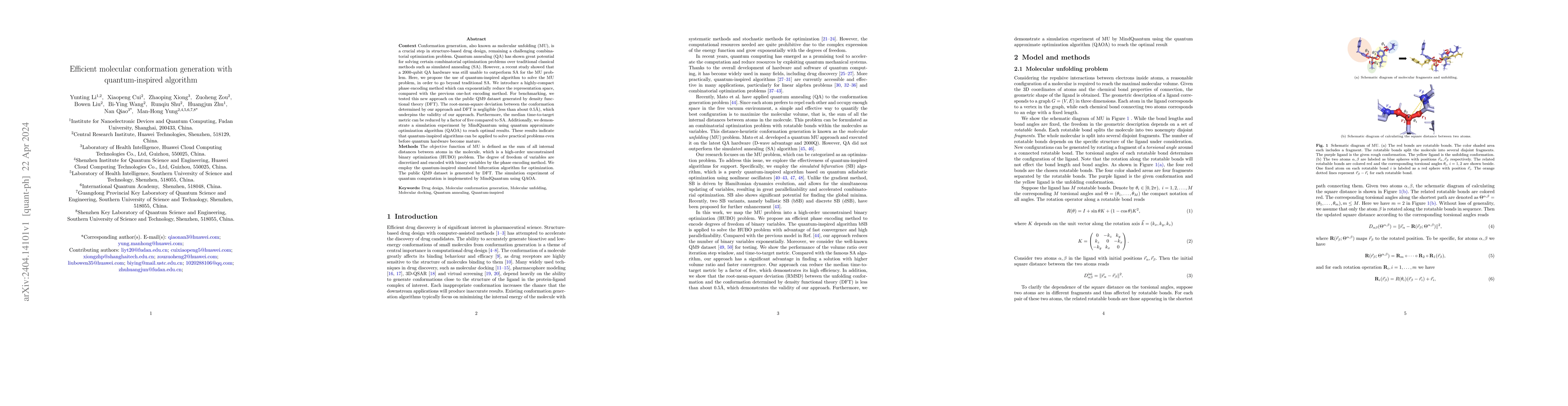 Thumbnail for Efficient molecular conformation generation with quantum-inspired
  algorithm