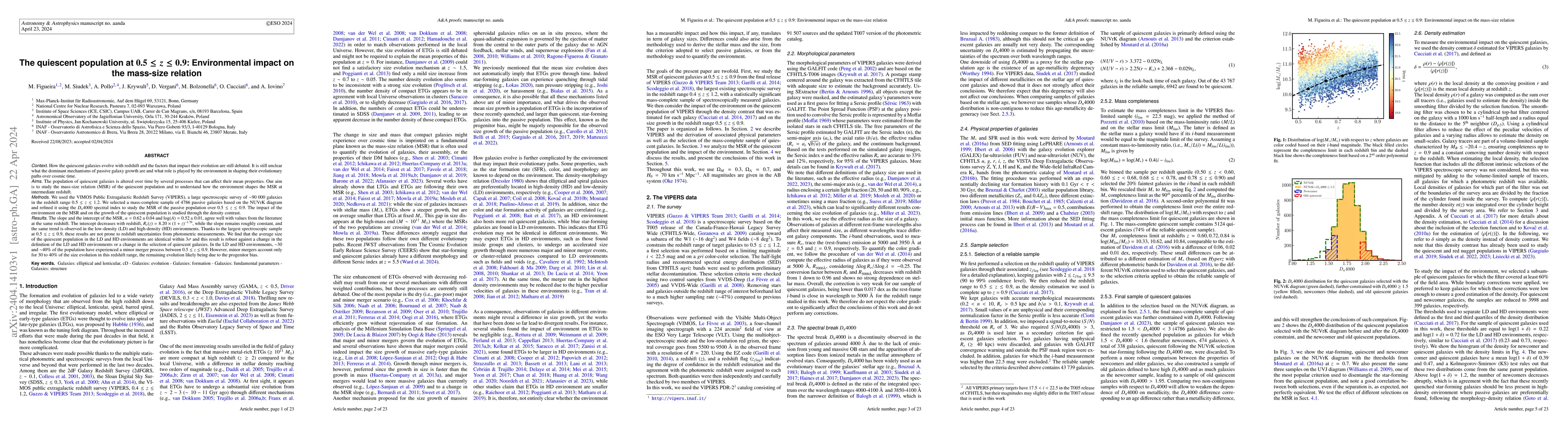 Thumbnail for The quiescent population at $0.5\le z \le 0.9$: Environmental impact on
  the mass-size relation