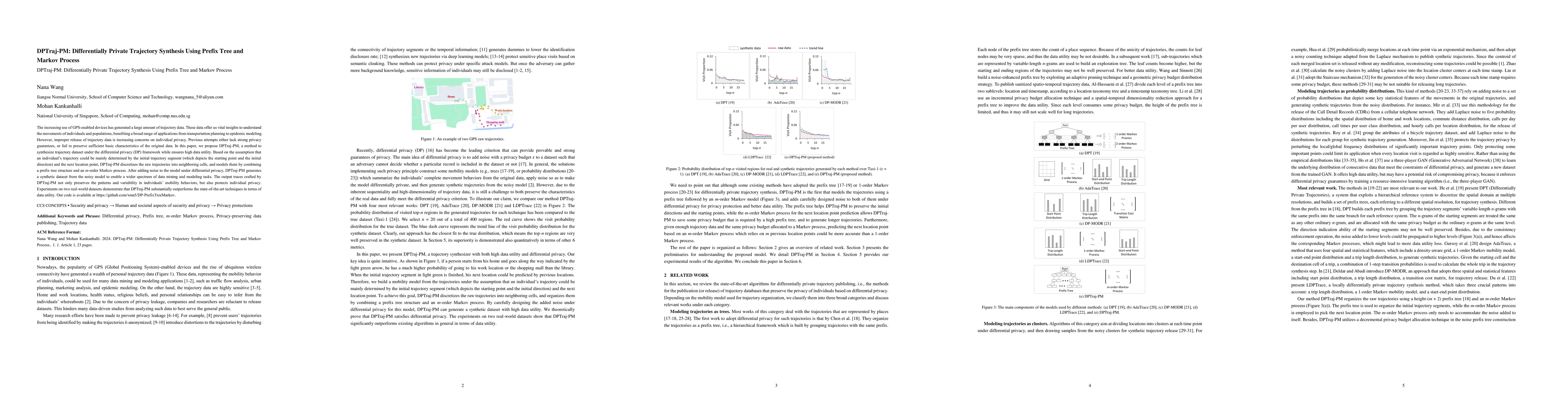 Thumbnail for DPTraj-PM: Differentially Private Trajectory Synthesis Using Prefix Tree
  and Markov Process