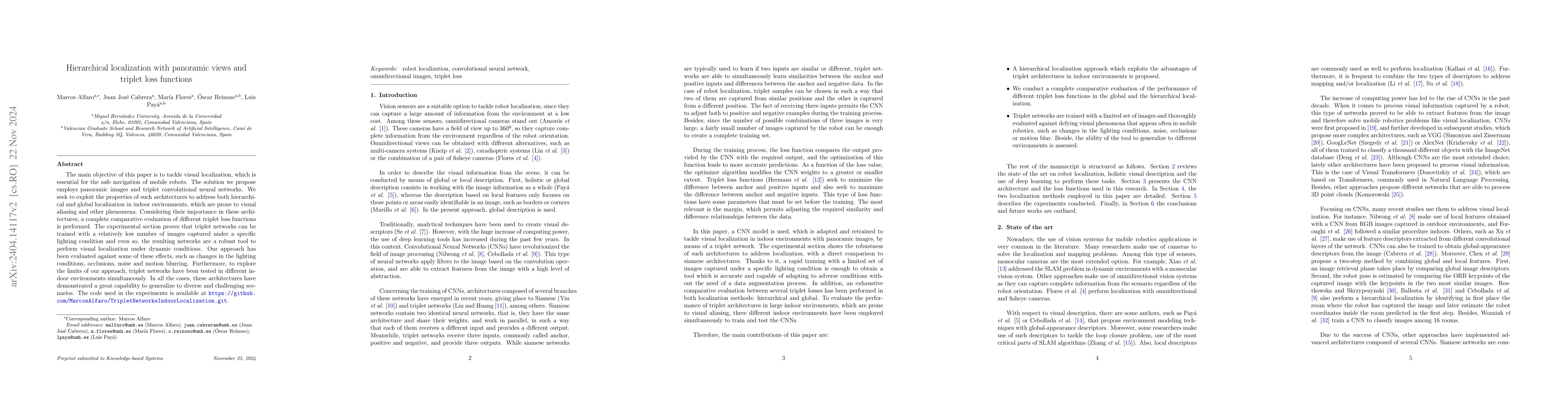 Thumbnail for Hierarchical localization with panoramic views and triplet loss
  functions