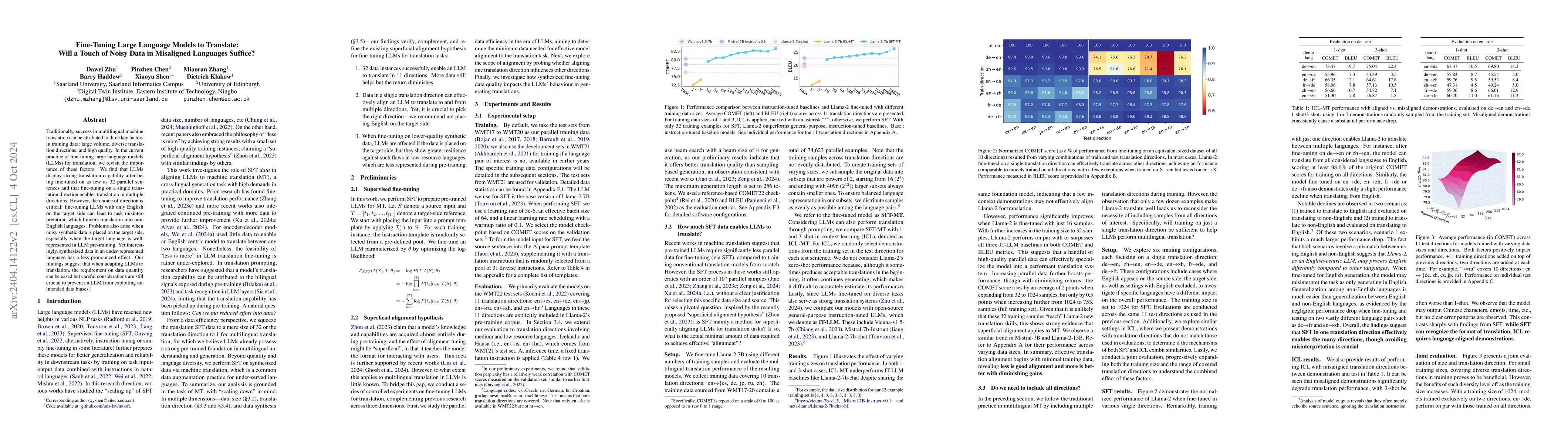 Thumbnail for Fine-Tuning Large Language Models to Translate: Will a Touch of Noisy
  Data in Misaligned Languages Suffice?