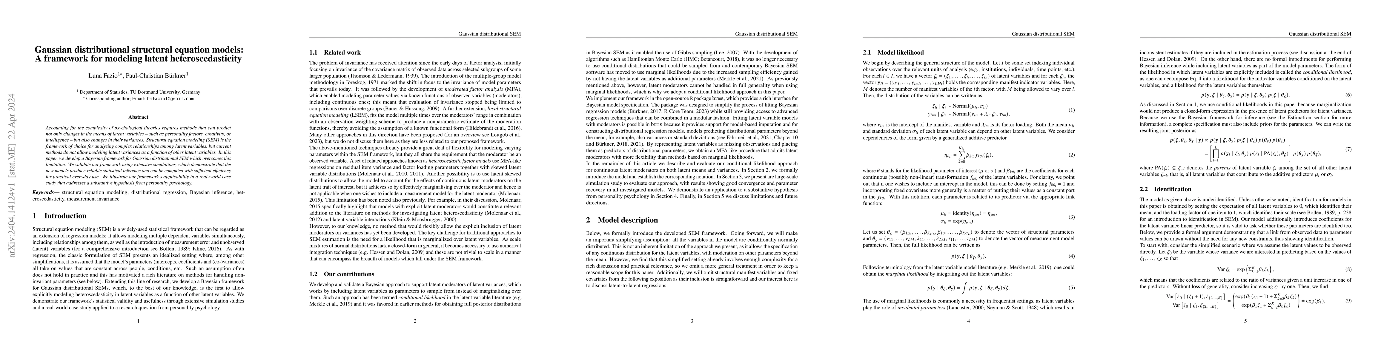 Thumbnail for Gaussian distributional structural equation models: A framework for
  modeling latent heteroscedasticity