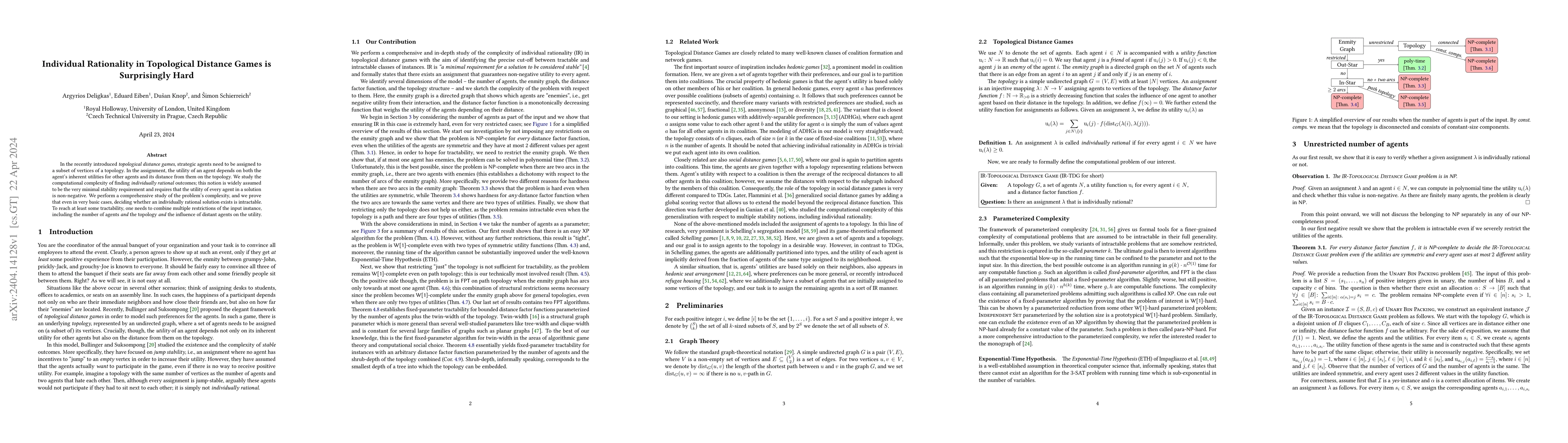 Thumbnail for Individual Rationality in Topological Distance Games is Surprisingly
  Hard