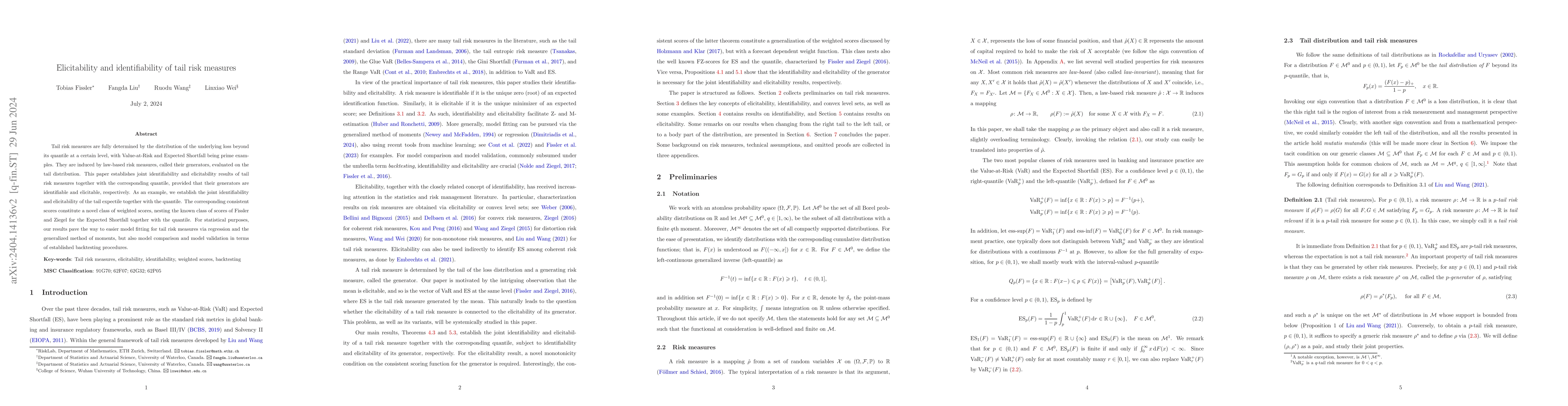 Thumbnail for Elicitability and identifiability of tail risk measures