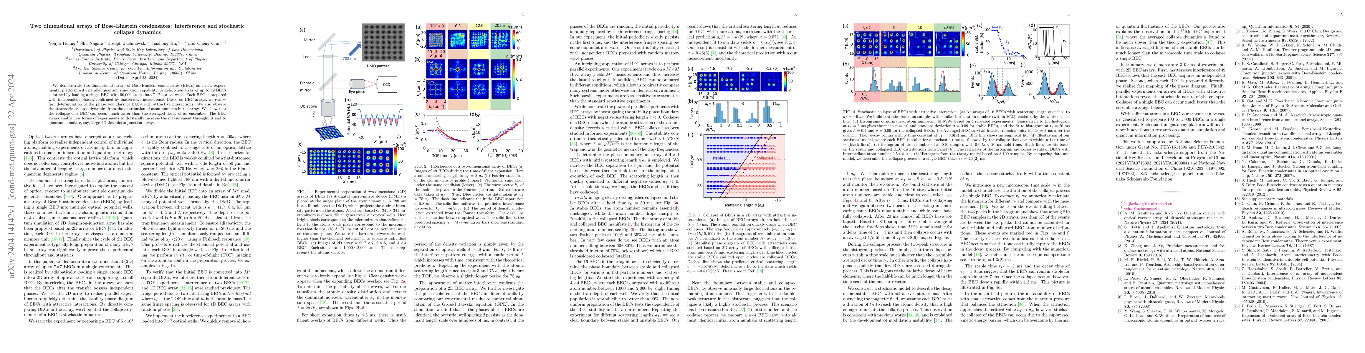 Thumbnail for Two dimensional arrays of Bose-Einstein condensates: interference and
  stochastic collapse dynamics