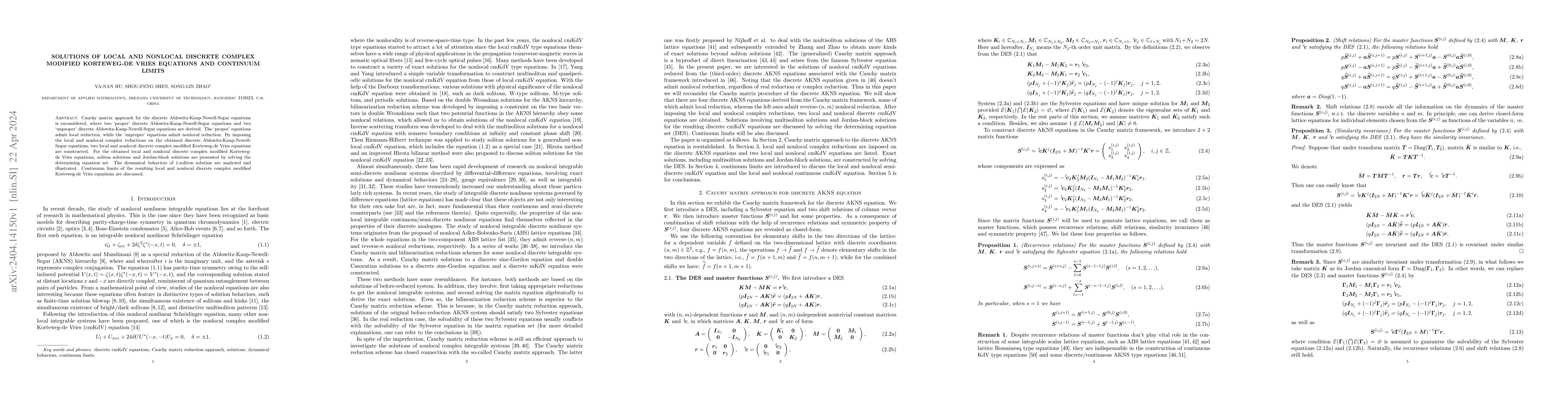 Thumbnail for Solutions of local and nonlocal discrete complex modified Korteweg-de
  Vries equations and continuum limits