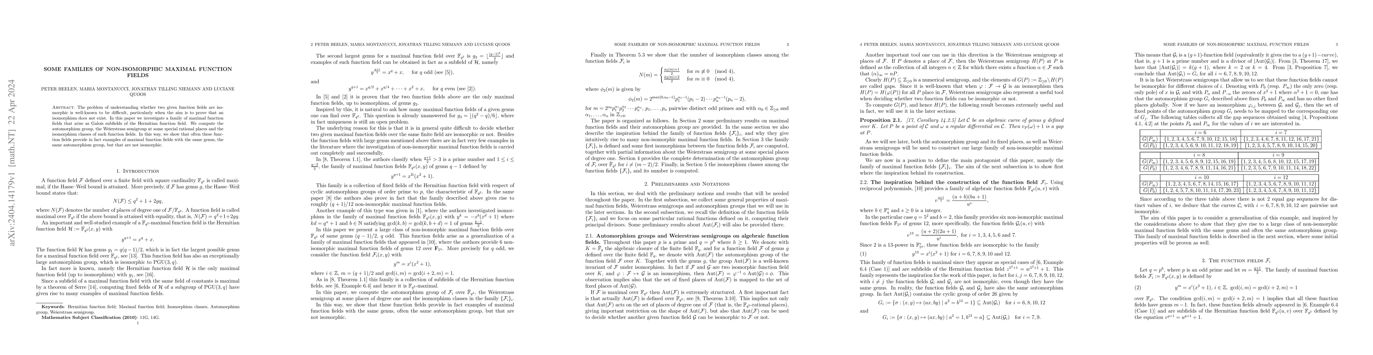 Thumbnail for Some families of non-isomorphic maximal function fields
