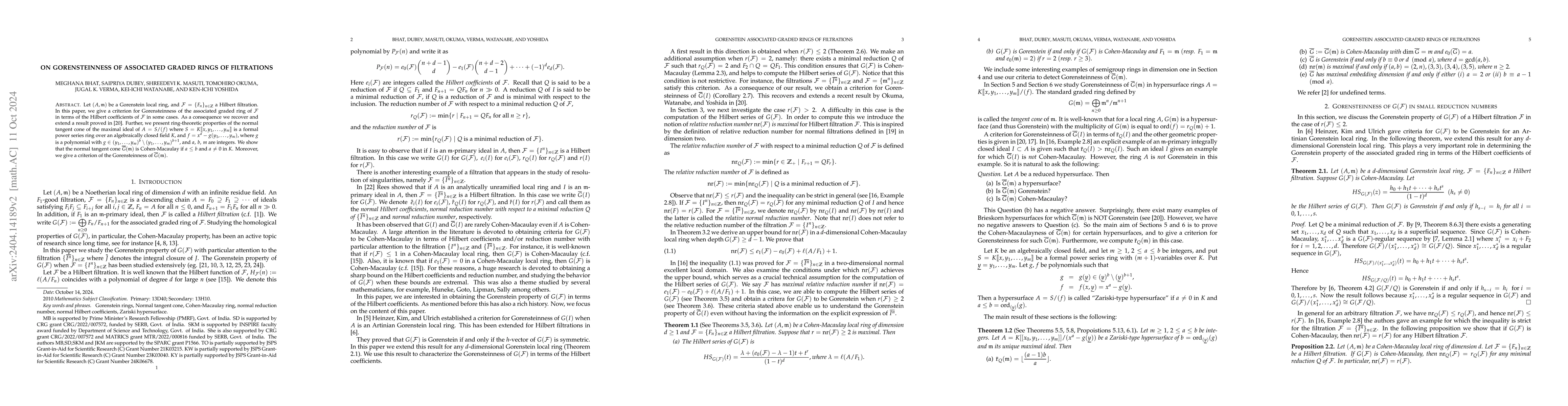 Thumbnail for On Gorensteiness of associated graded rings of filtrations