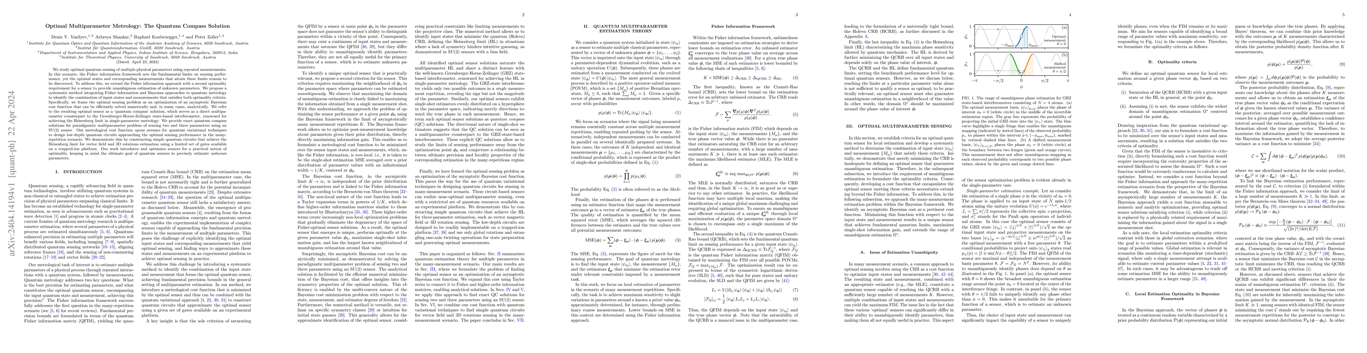 Thumbnail for Optimal Multiparameter Metrology: The Quantum Compass Solution