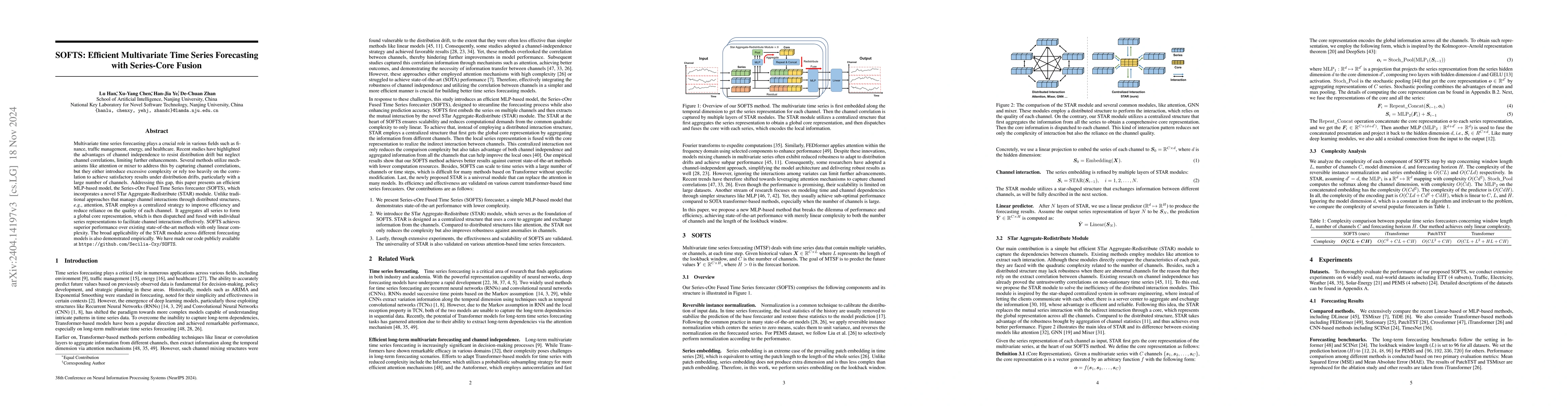 Thumbnail for SOFTS: Efficient Multivariate Time Series Forecasting with Series-Core
  Fusion