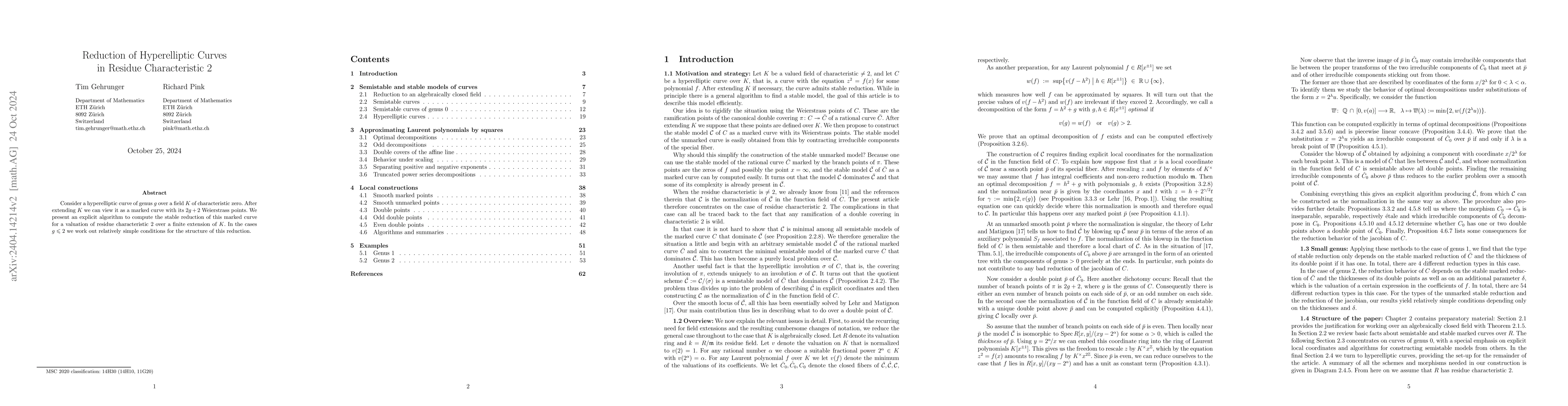 Thumbnail for Reduction of Hyperelliptic Curves in Residue Characteristic 2