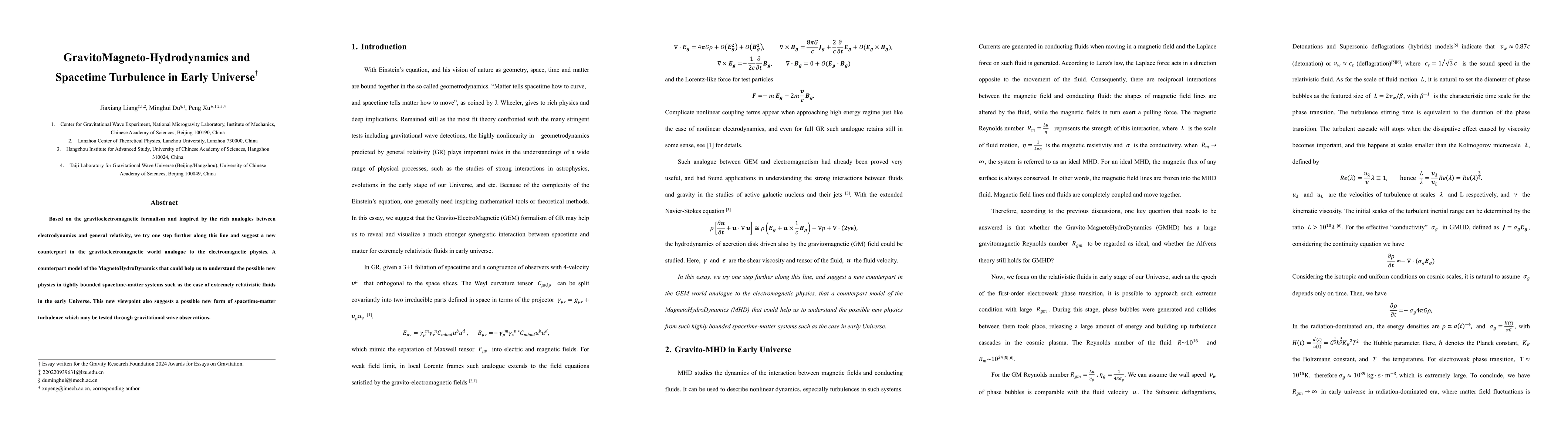 Thumbnail for GravitoMagneto-Hydrodynamics and Spacetime Turbulence in Early Universe