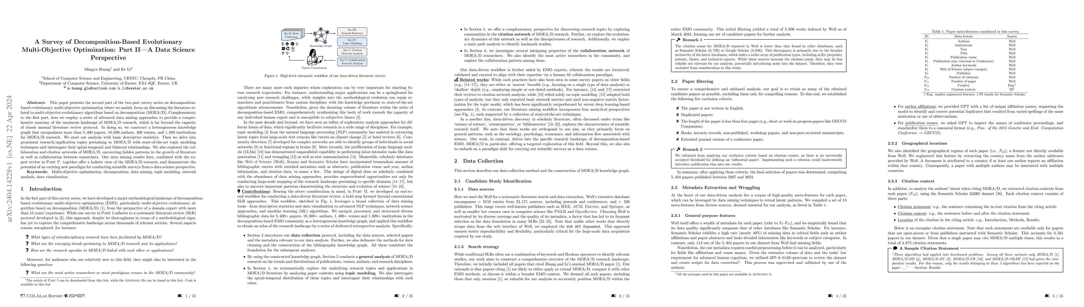 Thumbnail for A Survey of Decomposition-Based Evolutionary Multi-Objective
  Optimization: Part II -- A Data Science Perspective