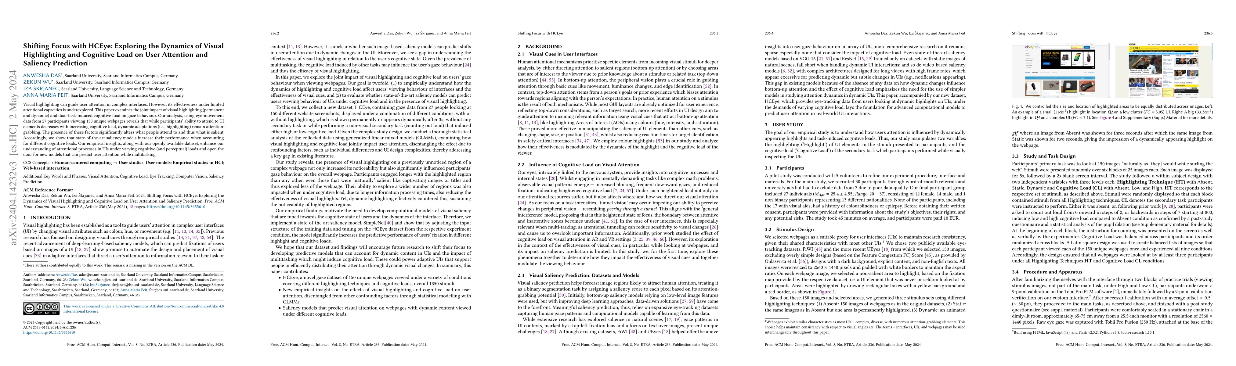 Thumbnail for Shifting Focus with HCEye: Exploring the Dynamics of Visual Highlighting
  and Cognitive Load on User Attention and Saliency Prediction
