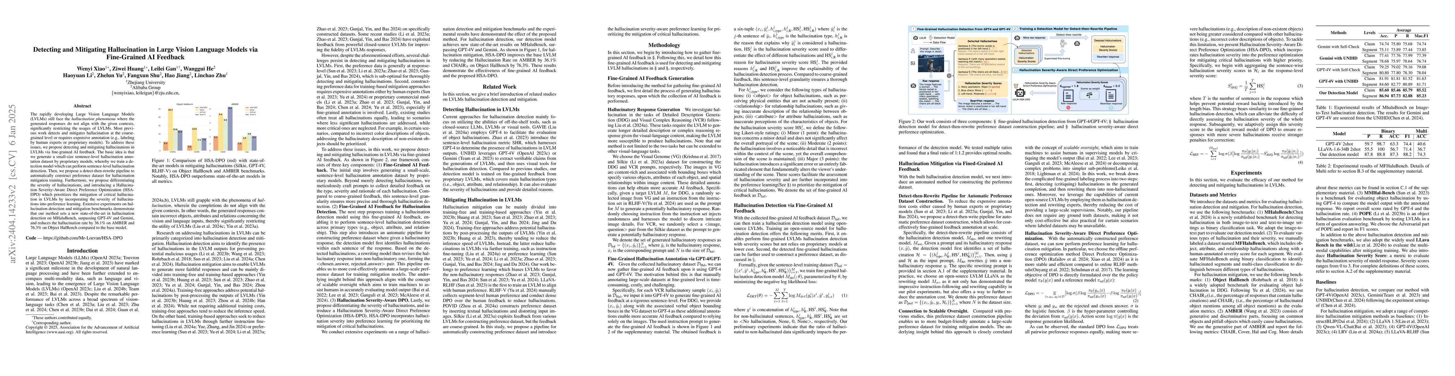 Thumbnail for Detecting and Mitigating Hallucination in Large Vision Language Models
  via Fine-Grained AI Feedback