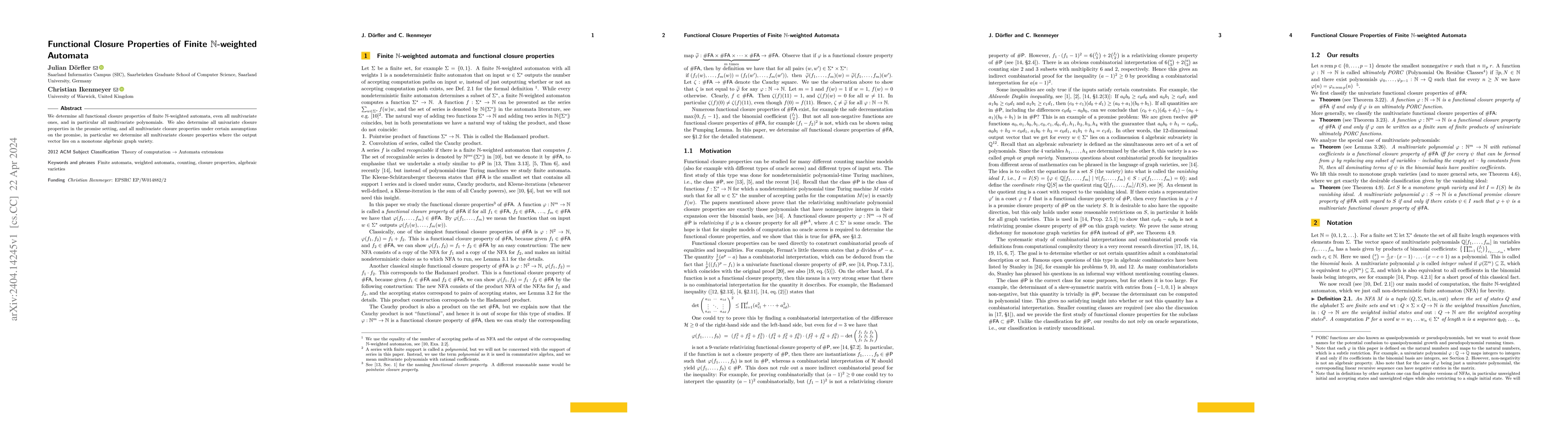 Thumbnail for Functional Closure Properties of Finite $\mathbb{N}$-weighted Automata