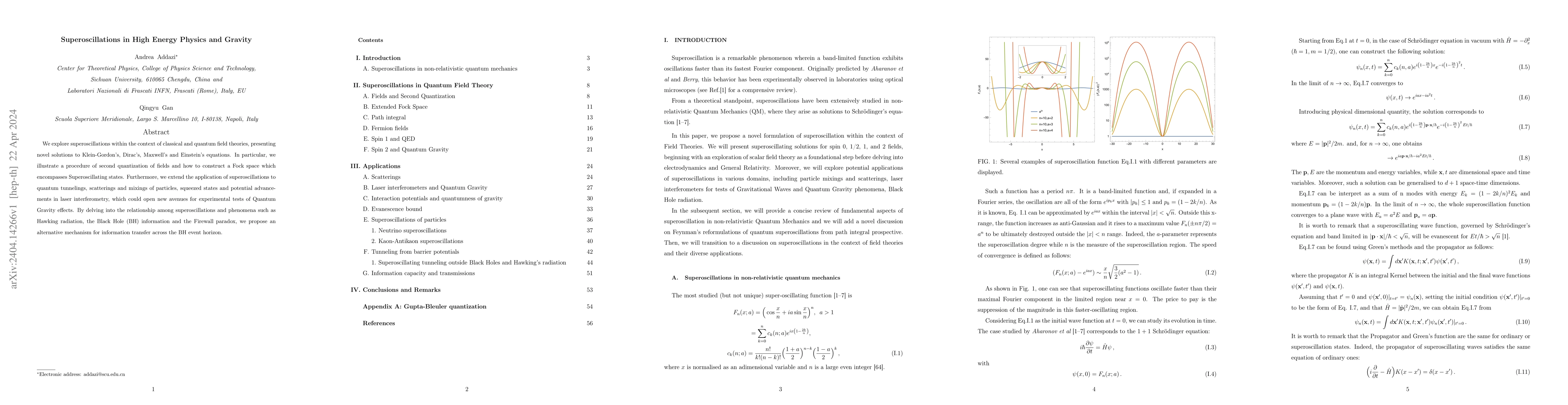 Thumbnail for Superoscillations in High Energy Physics and Gravity