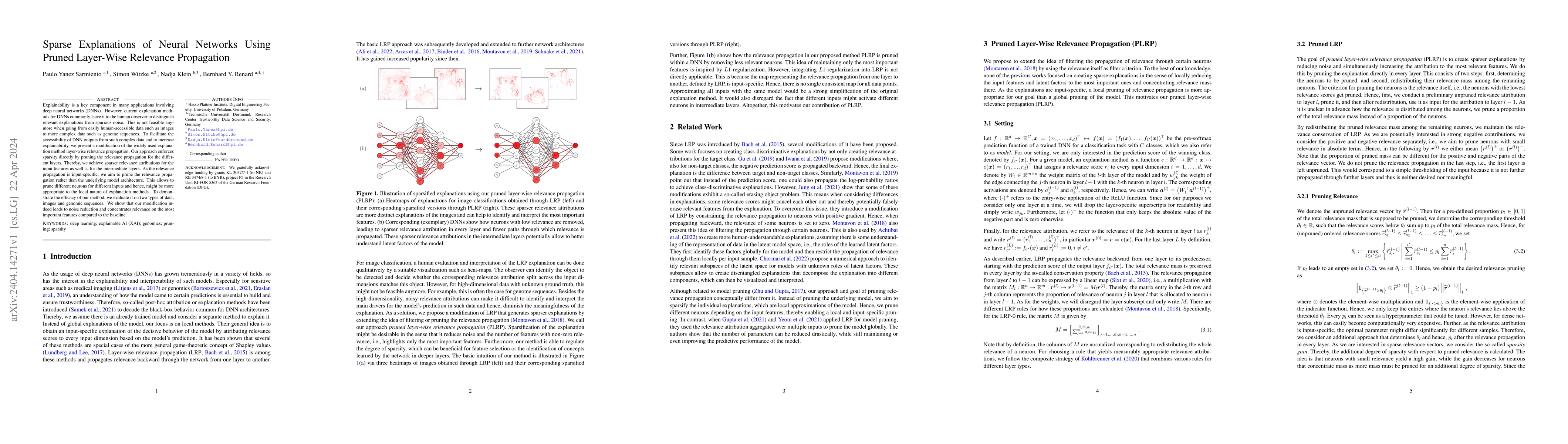 Thumbnail for Sparse Explanations of Neural Networks Using Pruned Layer-Wise Relevance
  Propagation
