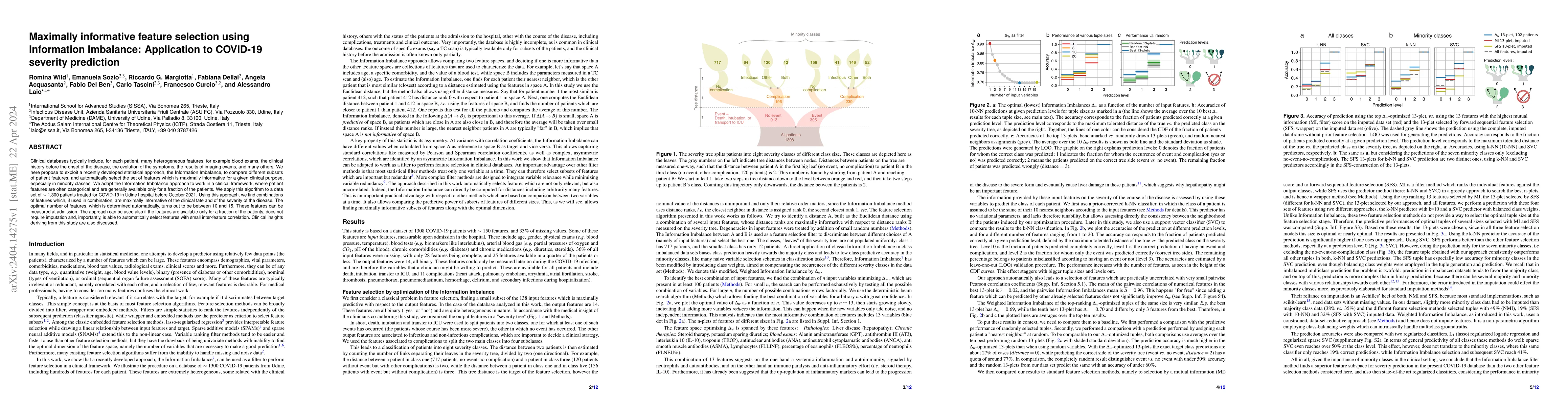 Thumbnail for Maximally informative feature selection using Information Imbalance:
  Application to COVID-19 severity prediction