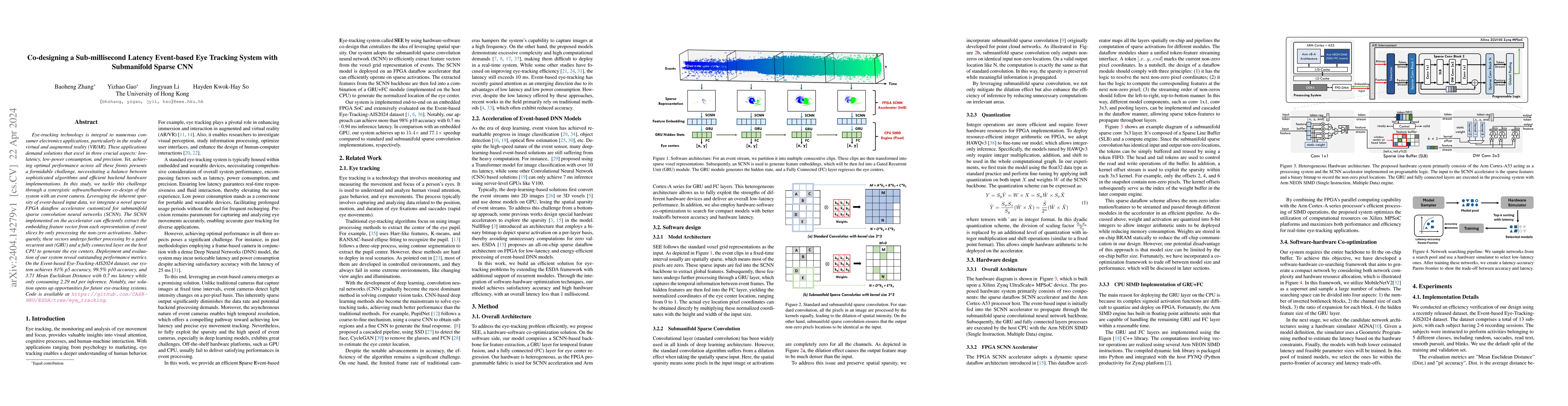 Thumbnail for Co-designing a Sub-millisecond Latency Event-based Eye Tracking System
  with Submanifold Sparse CNN