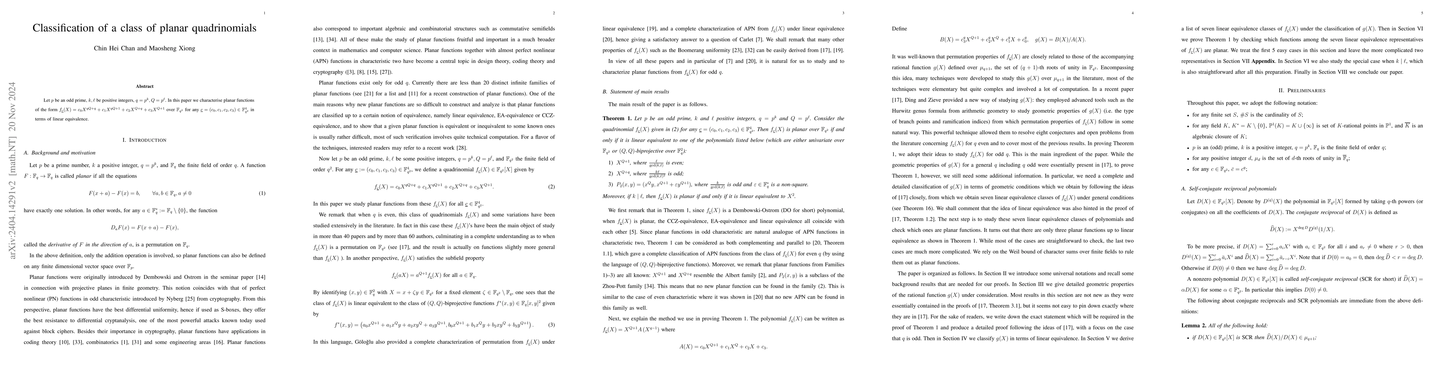 Thumbnail for Classification of a class of planar polynomials