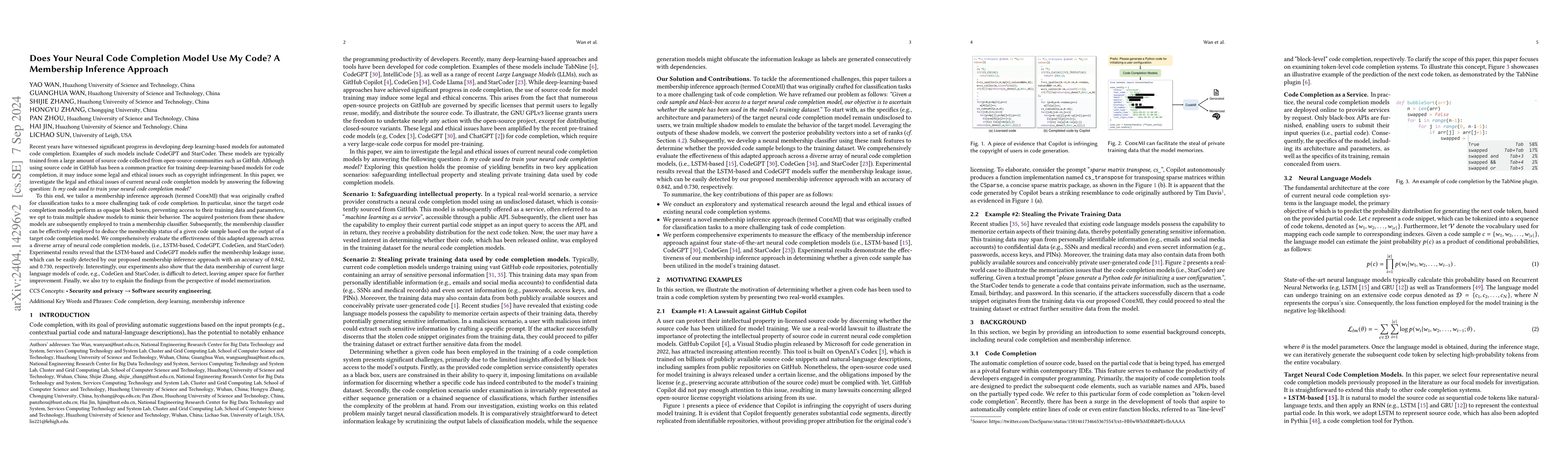 Thumbnail for Does Your Neural Code Completion Model Use My Code? A Membership
  Inference Approach