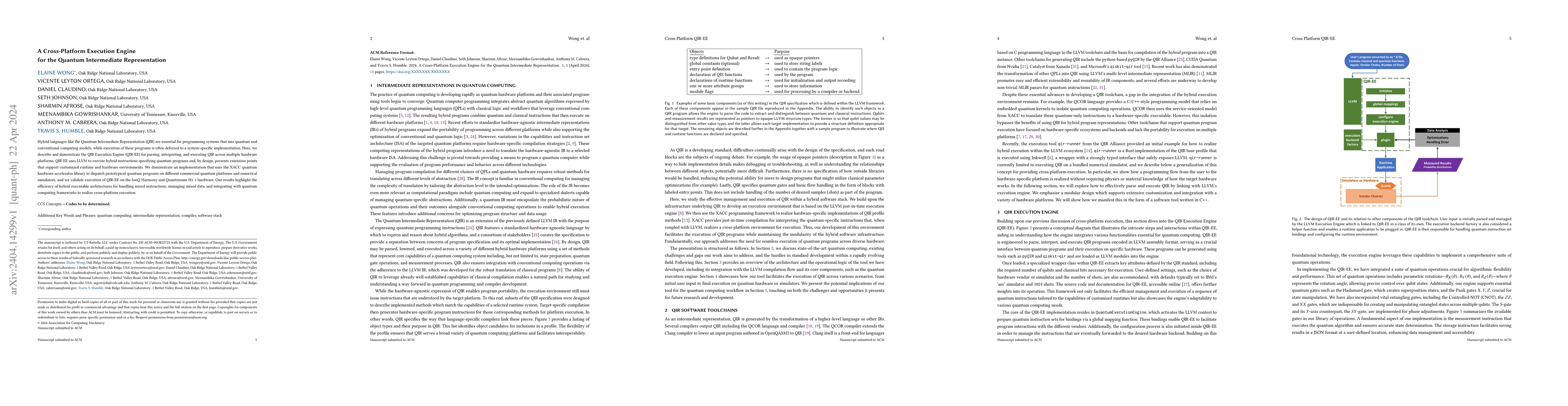 Thumbnail for A Cross-Platform Execution Engine for the Quantum Intermediate
  Representation