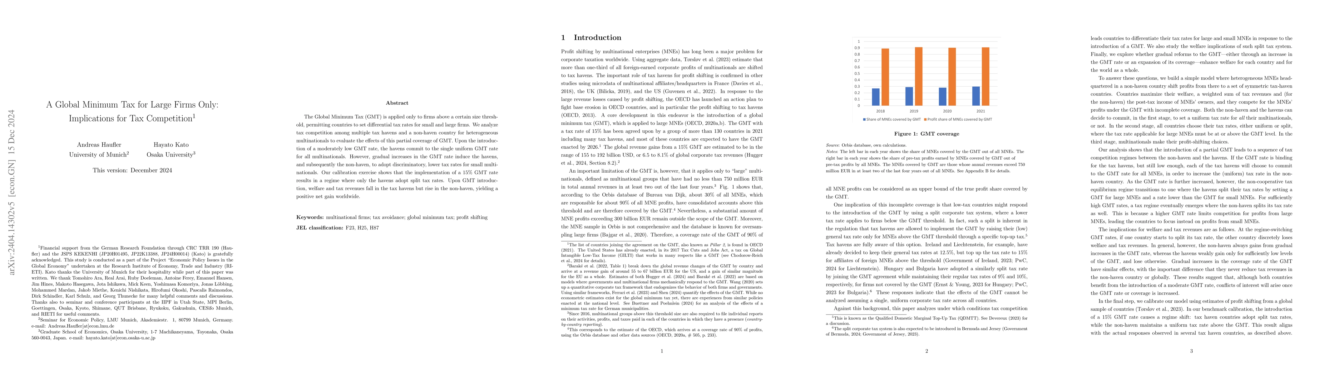 Thumbnail for A Global Minimum Tax for Large Firms Only: Implications for Tax
  Competition