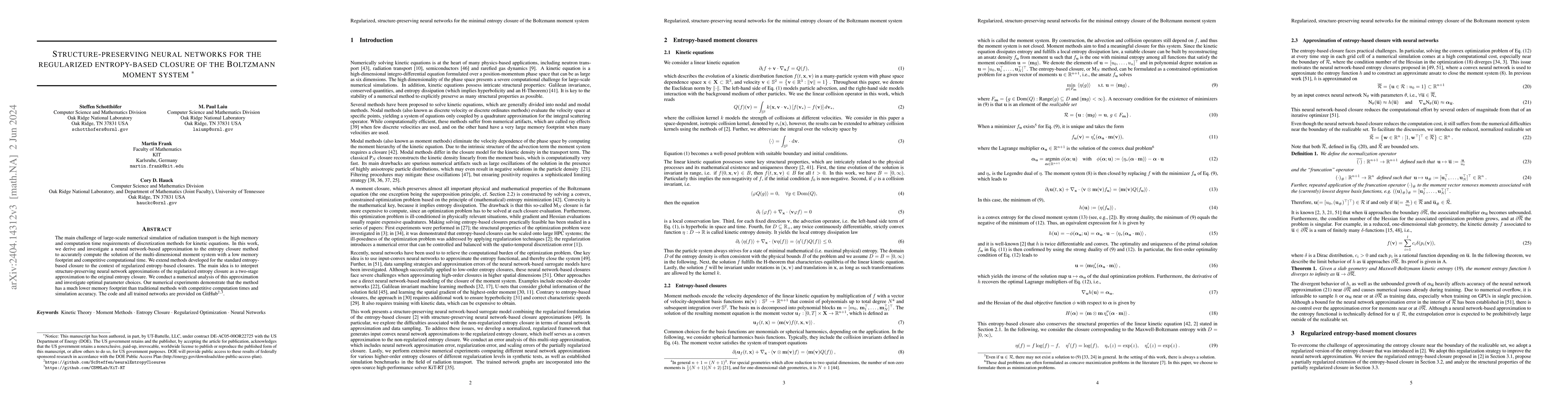 Thumbnail for Structure-preserving neural networks for the regularized entropy-based
  closure of the Boltzmann moment system