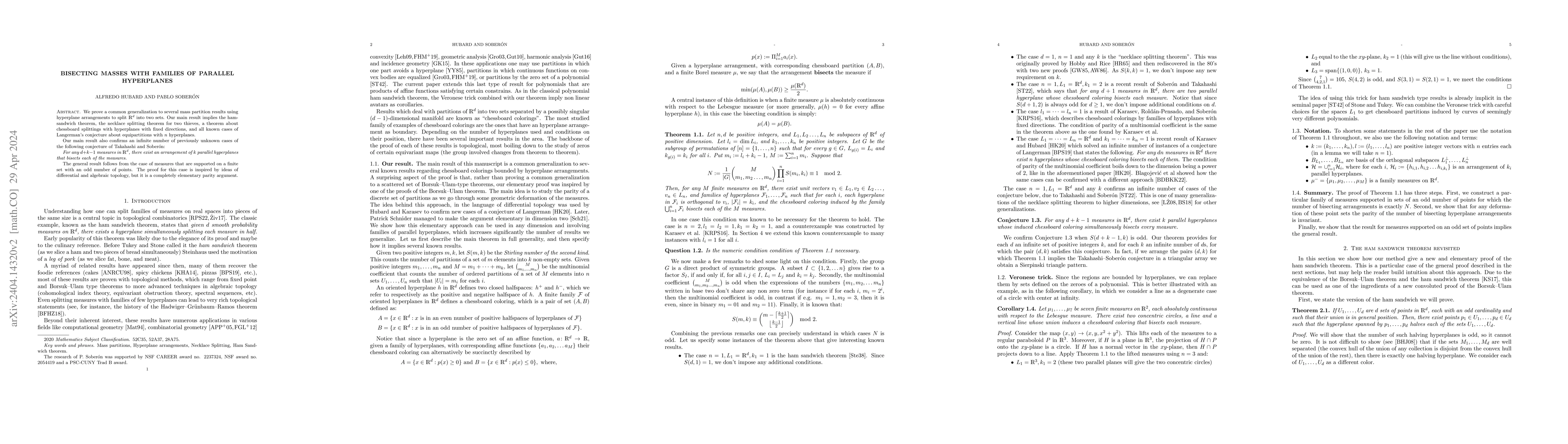 Thumbnail for Bisecting masses with families of parallel hyperplanes