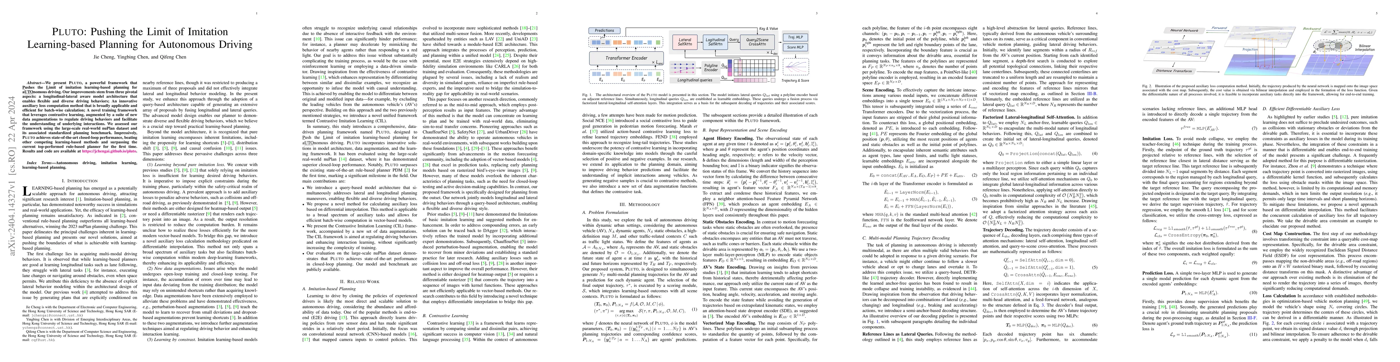 Thumbnail for PLUTO: Pushing the Limit of Imitation Learning-based Planning for
  Autonomous Driving