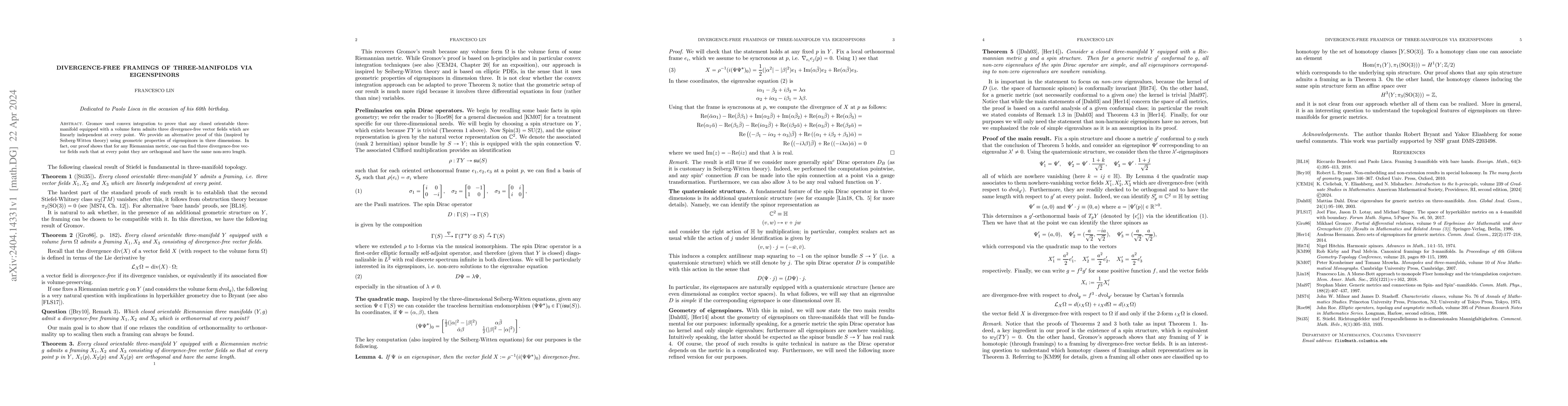 Thumbnail for Divergence-free framings of three-manifolds via eigenspinors