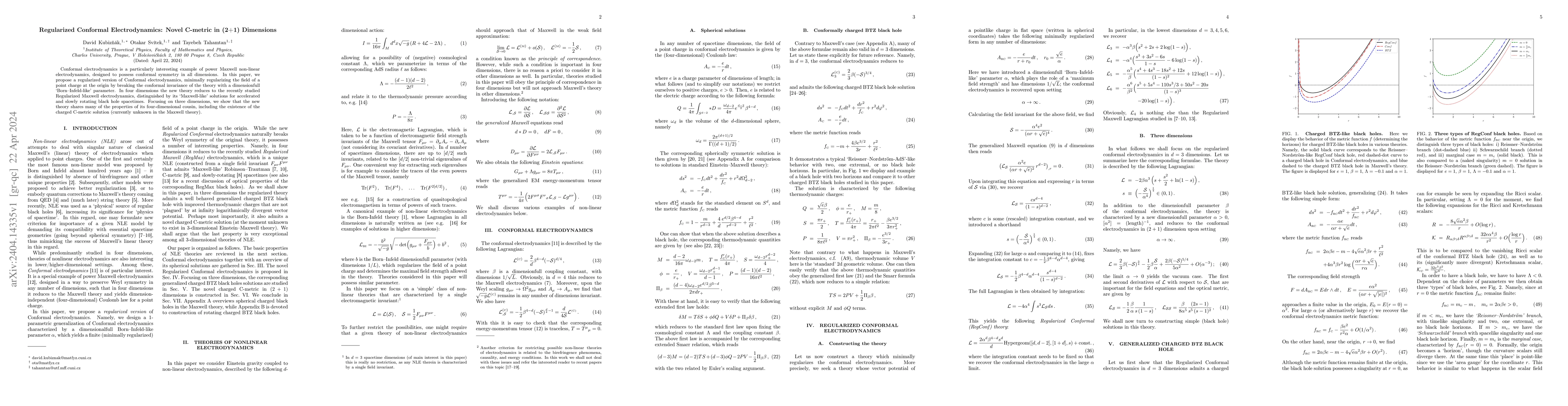 Thumbnail for Regularized Conformal Electrodynamics: Novel C-metric in (2+1)
  Dimensions