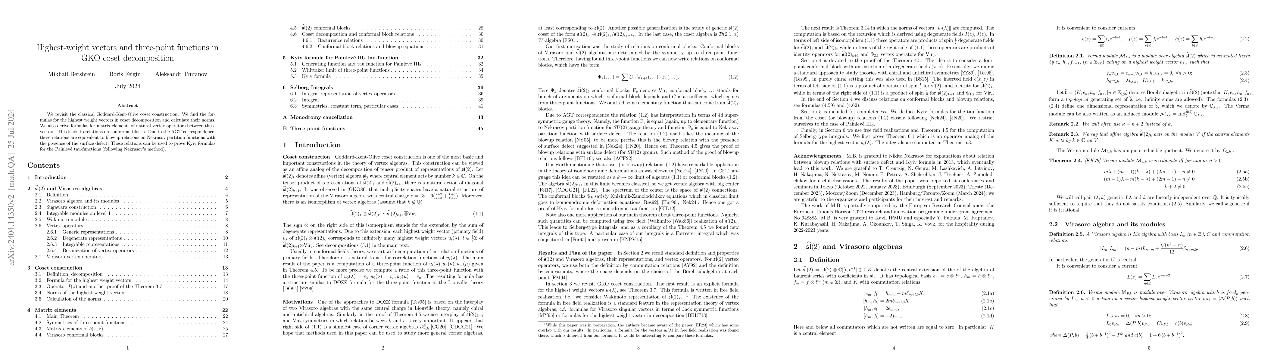 Thumbnail for Highest-weight vectors and three-point functions in GKO coset
  decomposition