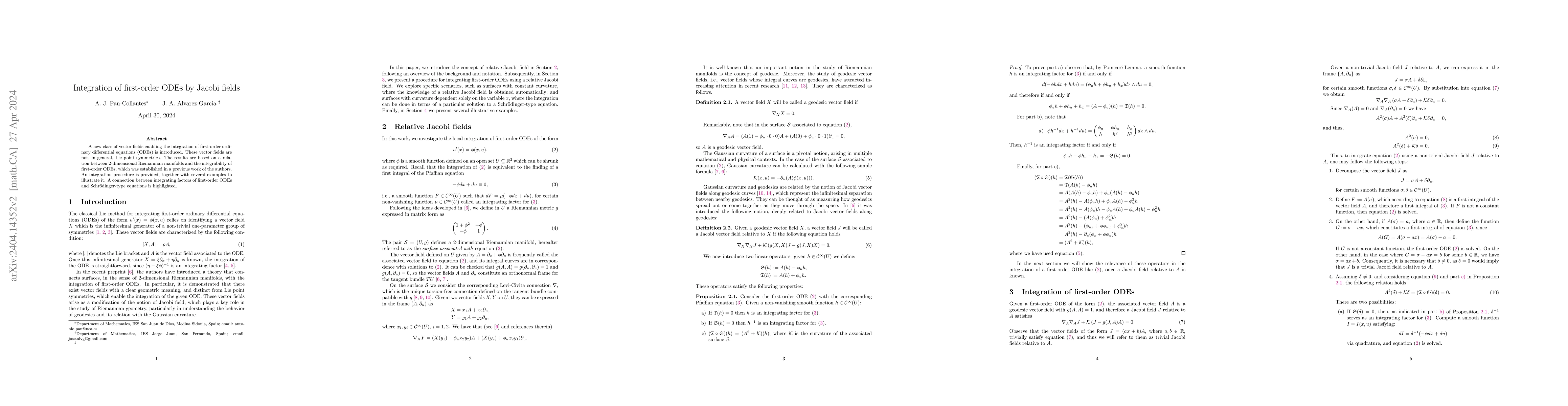 Thumbnail for Integration of first-order ODEs by Jacobi fields