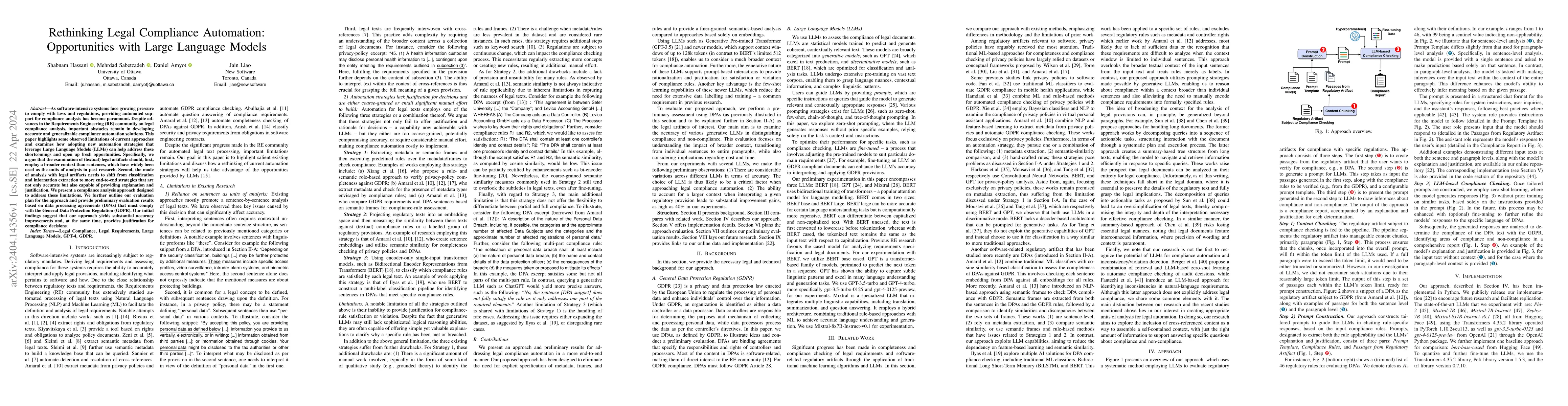 Thumbnail for Rethinking Legal Compliance Automation: Opportunities with Large
  Language Models