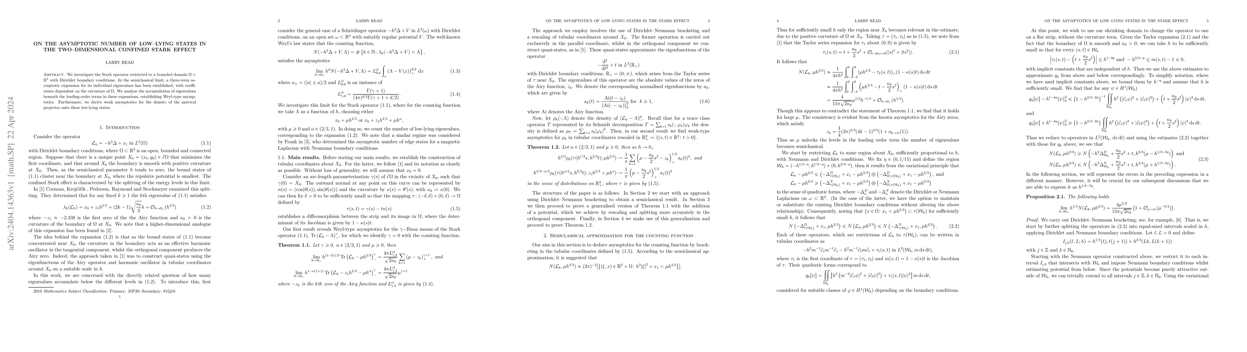 Thumbnail for On the asymptotic number of low-lying states in the two-dimensional
  confined Stark effect
