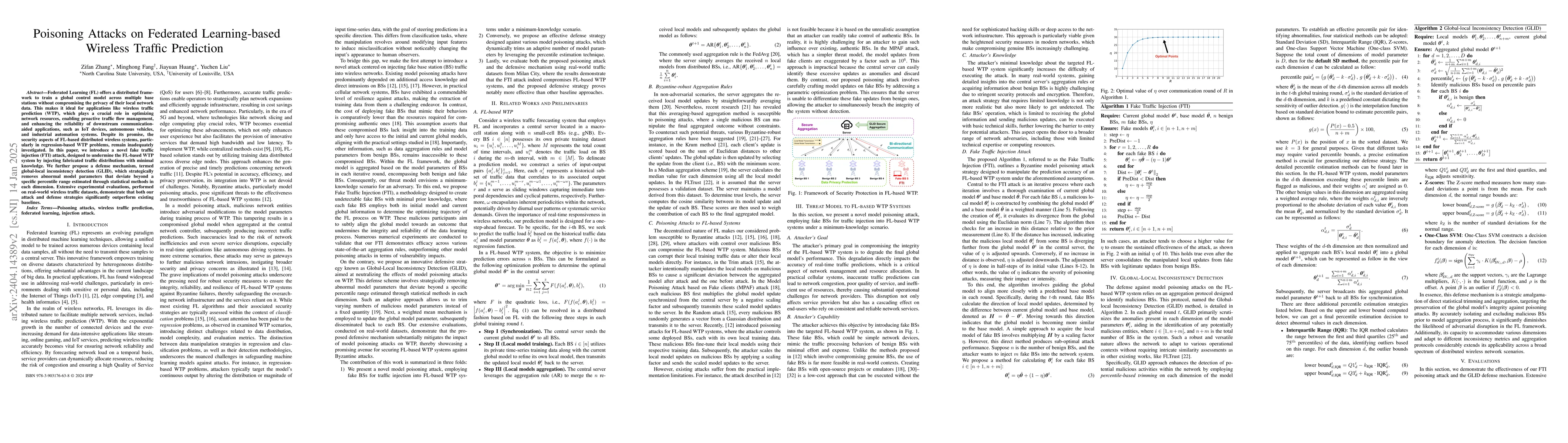 Thumbnail for Poisoning Attacks on Federated Learning-based Wireless Traffic
  Prediction