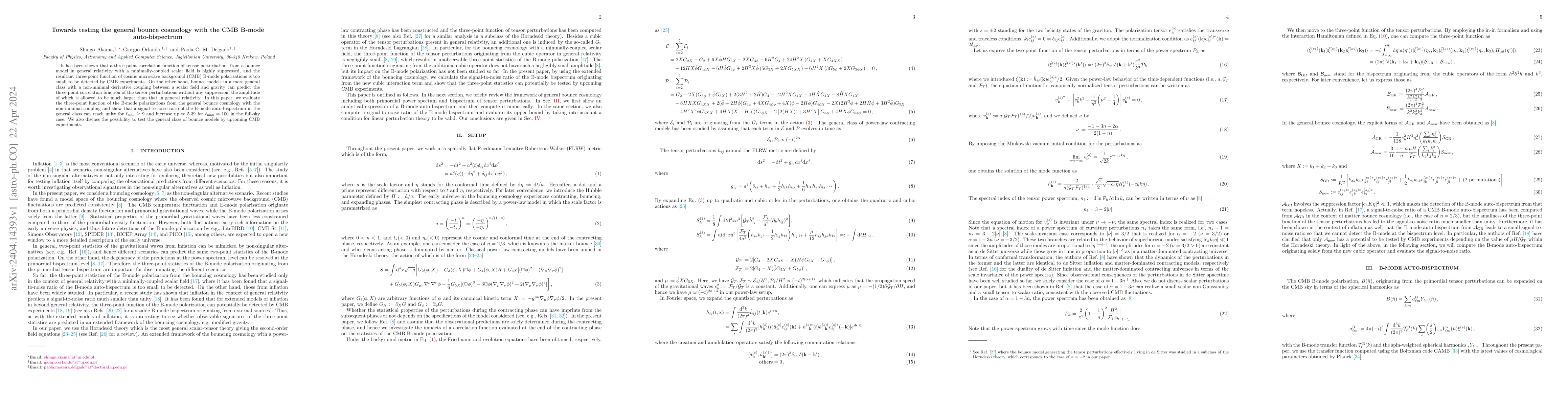 Thumbnail for Towards testing the general bounce cosmology with the CMB B-mode
  auto-bispectrum