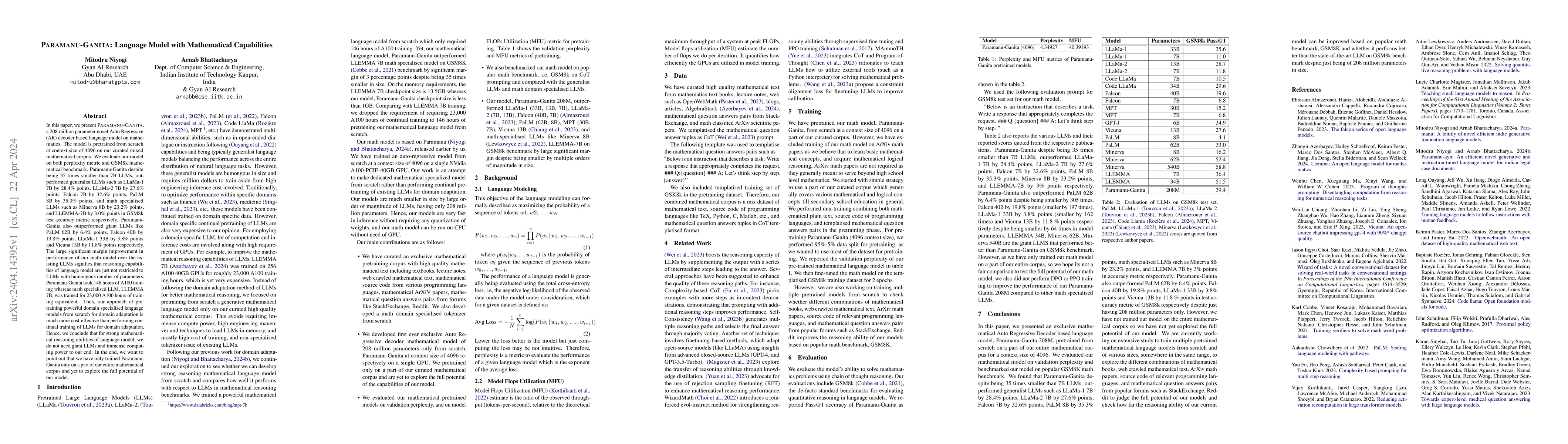 Thumbnail for PARAMANU-GANITA: Language Model with Mathematical Capabilities