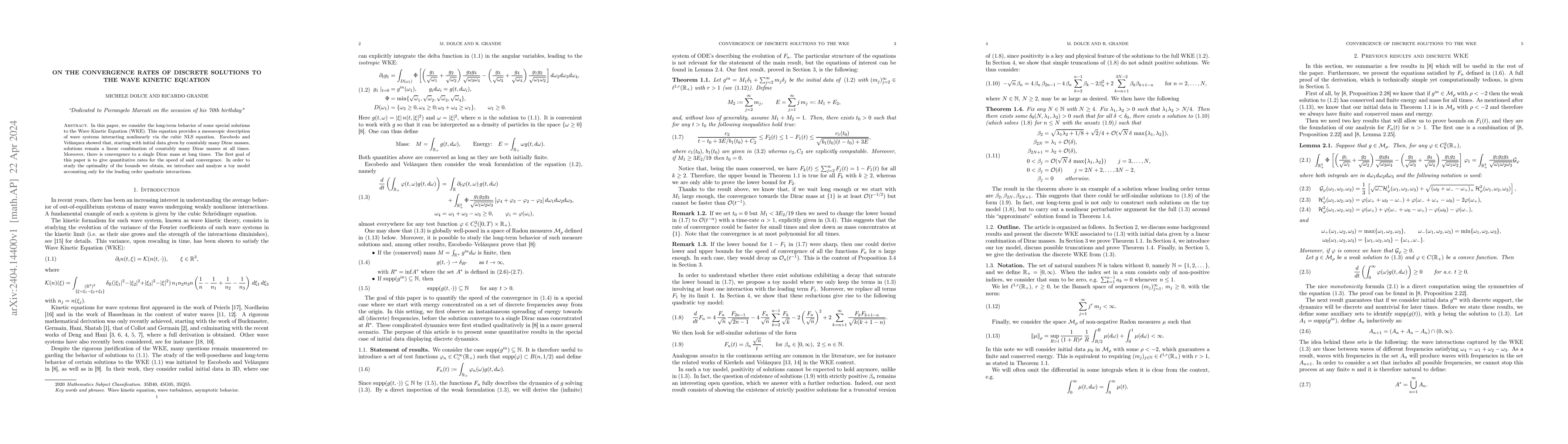 Thumbnail for On the convergence rates of discrete solutions to the Wave Kinetic
  Equation