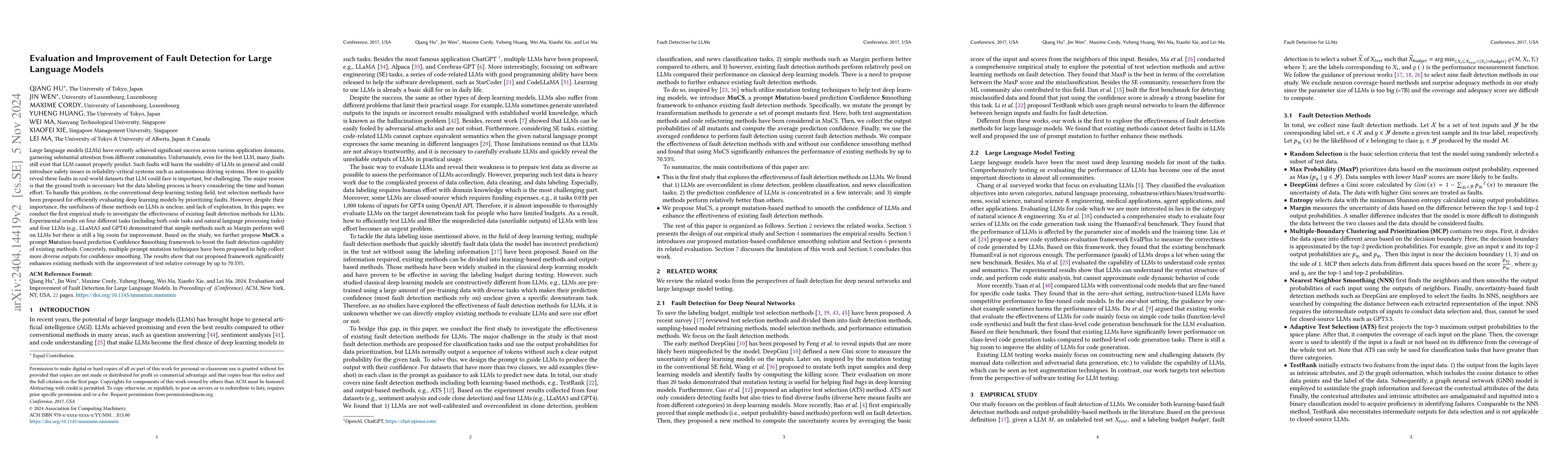 Thumbnail for Enhancing Fault Detection for Large Language Models via Mutation-Based
  Confidence Smoothing
