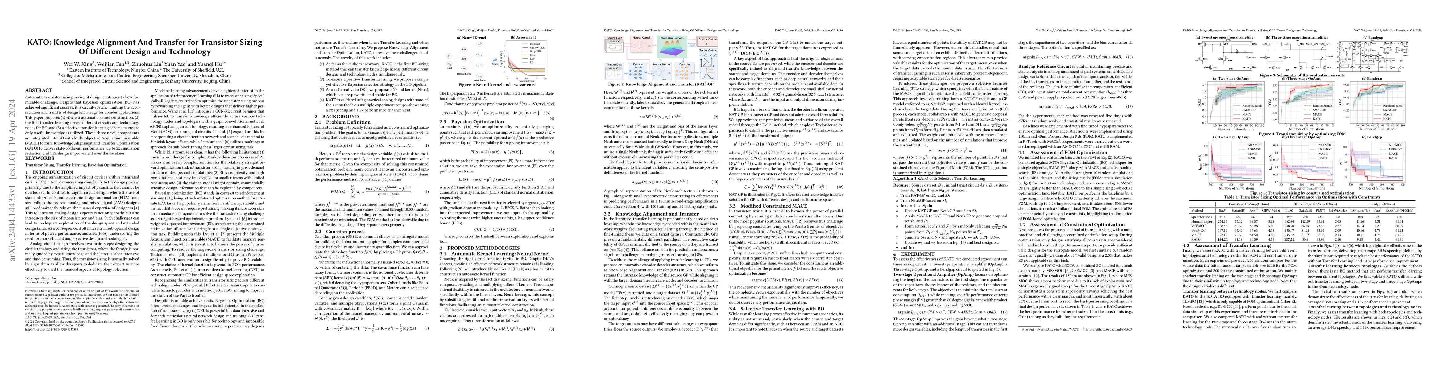Thumbnail for KATO: Knowledge Alignment and Transfer for Transistor Sizing of
  Different Design and Technology