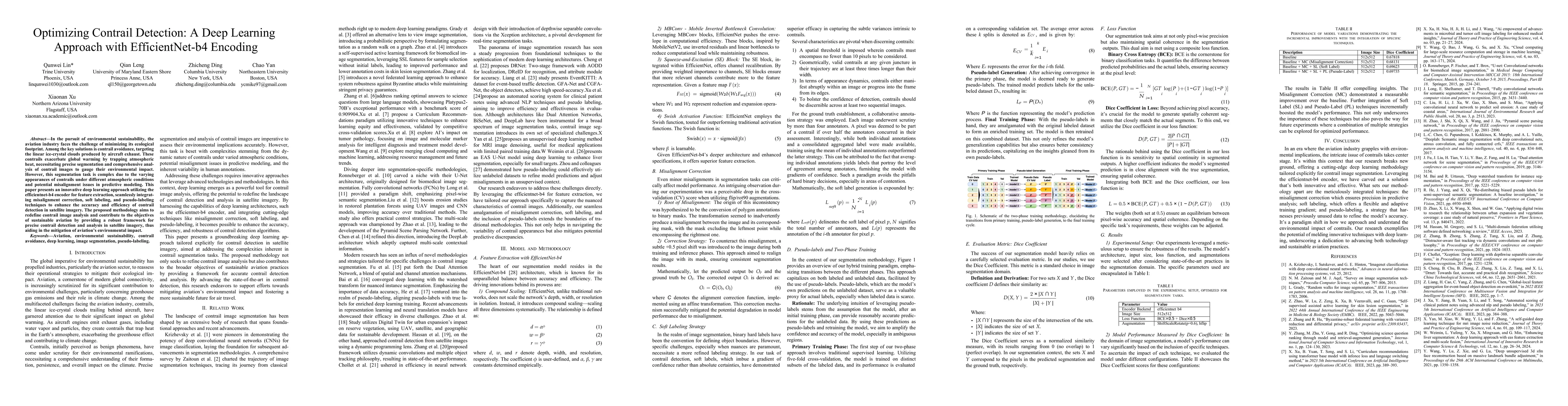 Thumbnail for Optimizing Contrail Detection: A Deep Learning Approach with
  EfficientNet-b4 Encoding