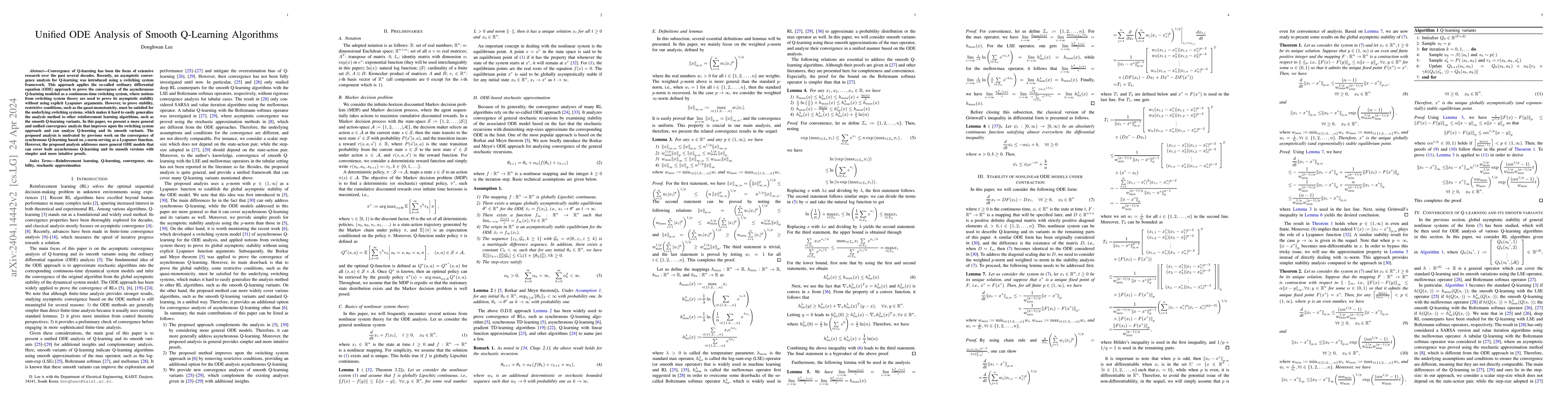 Thumbnail for Unified ODE Analysis of Smooth Q-Learning Algorithms