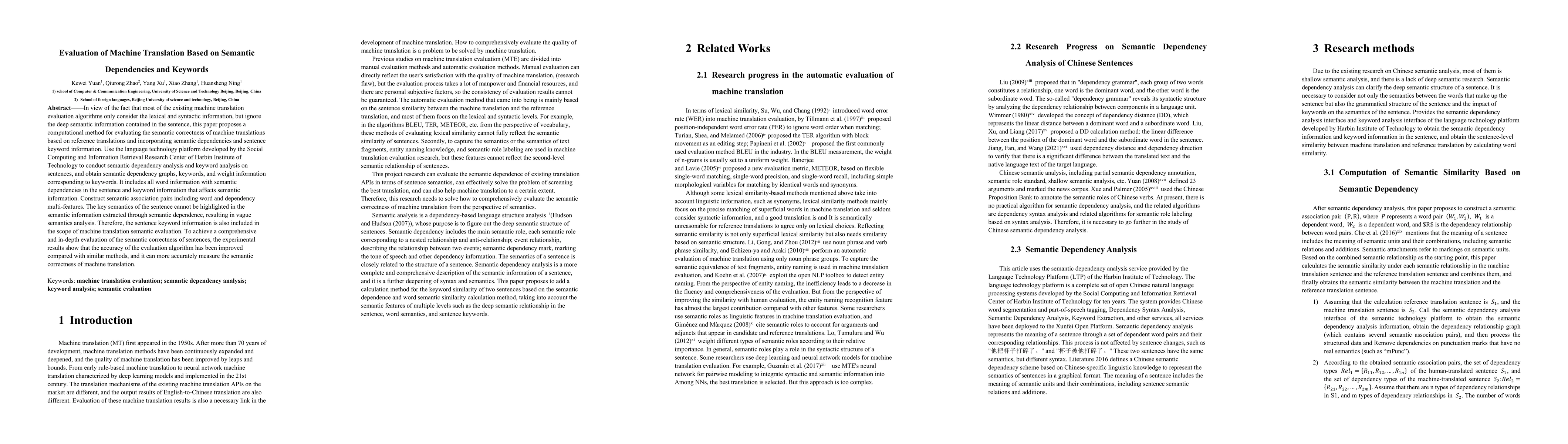 Thumbnail for Evaluation of Machine Translation Based on Semantic Dependencies and
  Keywords